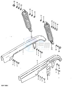 GSX1100 (T-X) drawing CHAIN CASE - REAR SHOCK ABSORBER