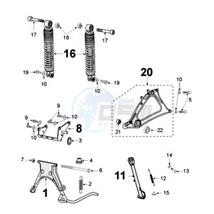 SAT125 E drawing REAR SHOCK AND STAND 2 BOLT MOUNT