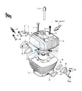 KX 450 drawing CYLINDER HEAD_CYLINDER -- 74 KX 450- -