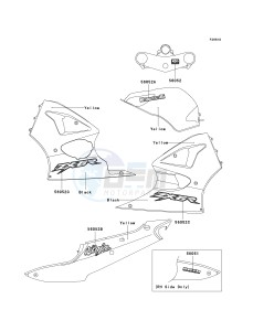 ZX 600 J [NINJA ZX-6R] (J1-J3) [NINJA ZX-6R] drawing DECALS-- YELLOW- --- ZX600-J3- -