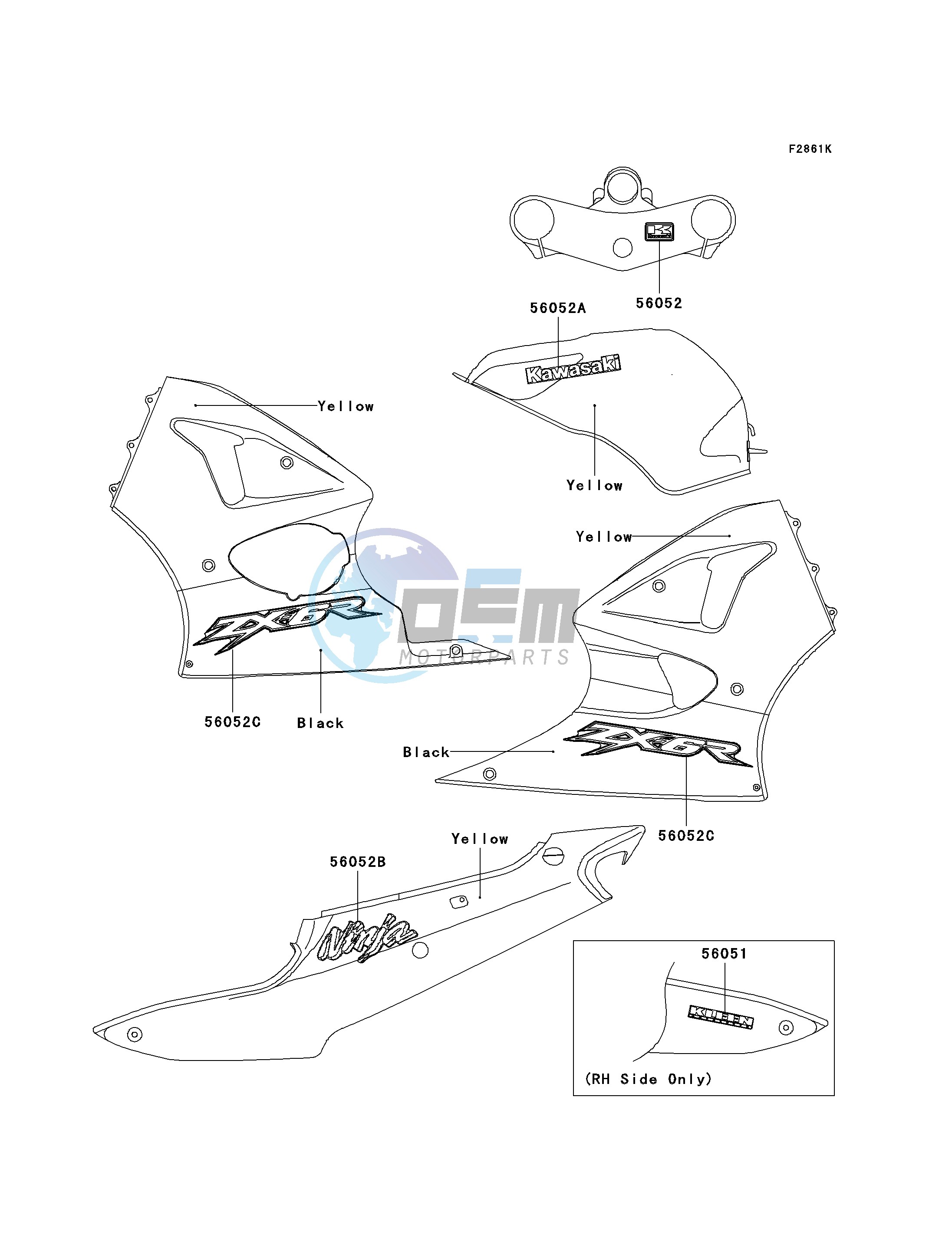 DECALS-- YELLOW- --- ZX600-J3- -