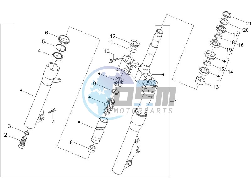 Fork steering tube - Steering bearing unit