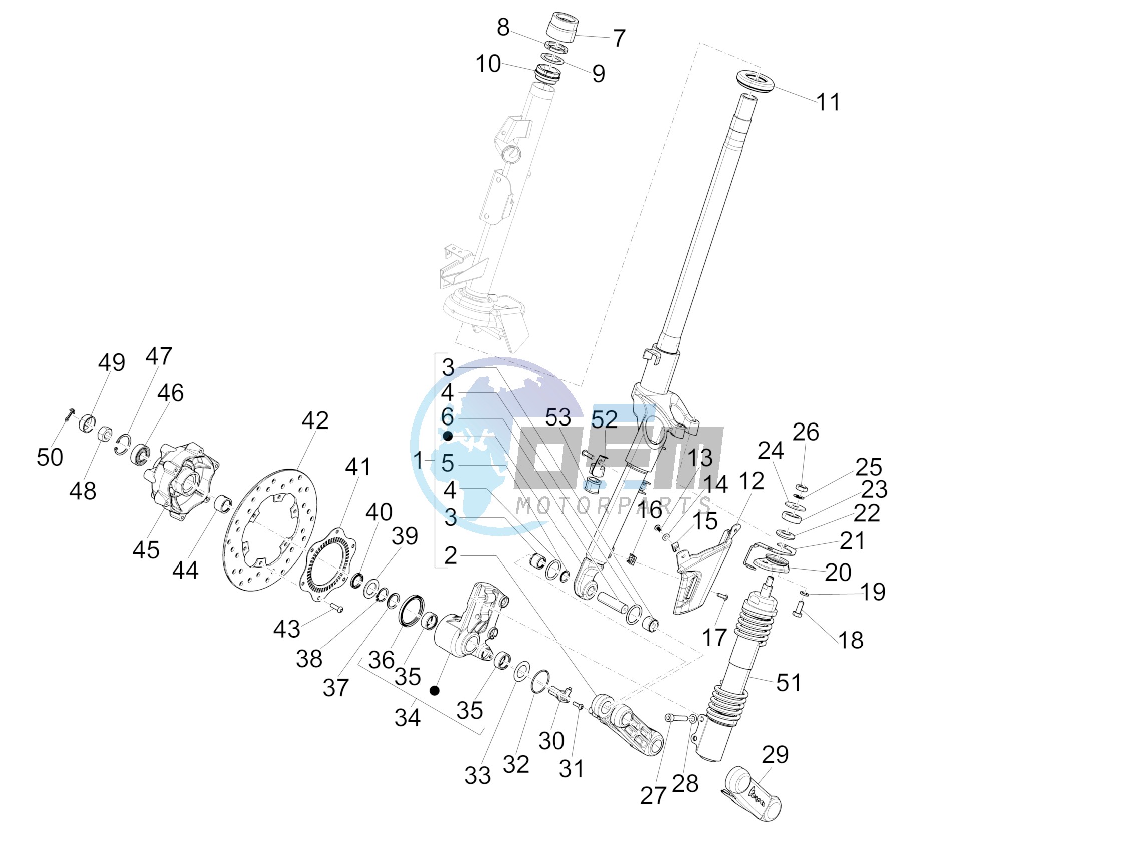 Fork/steering tube - Steering bearing unit