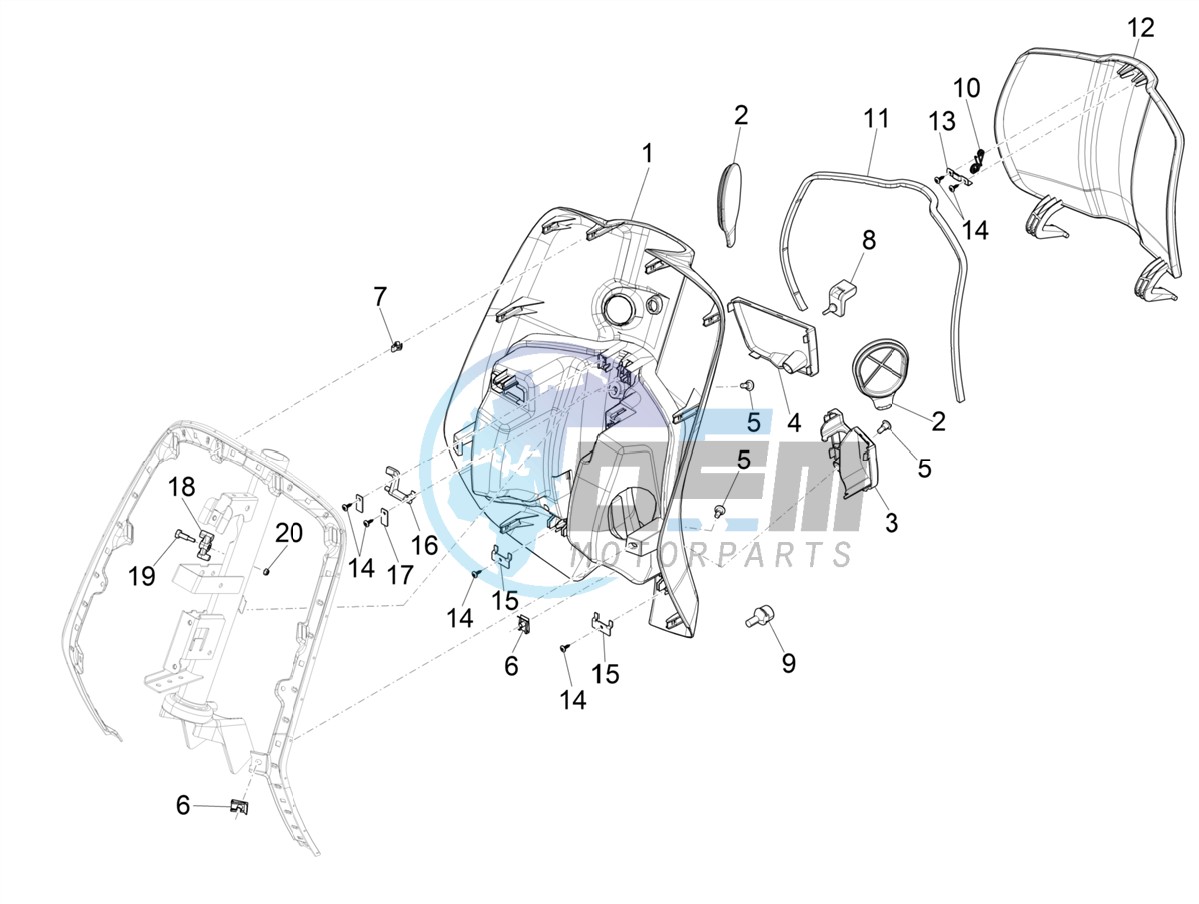 Front glove-box - Knee-guard panel