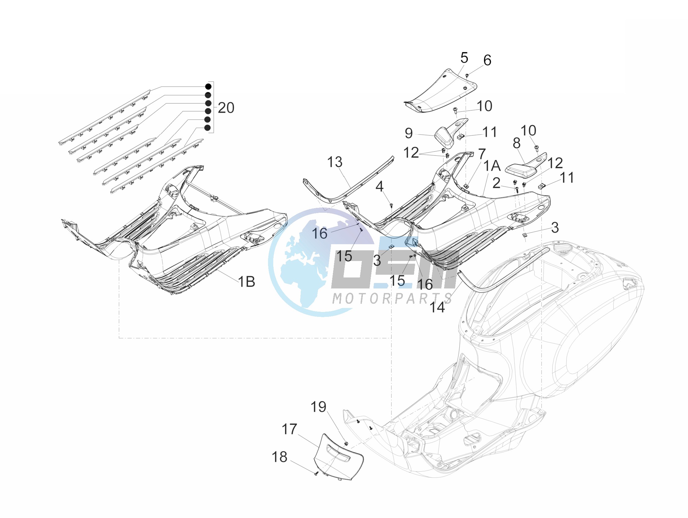 Central cover - Footrests