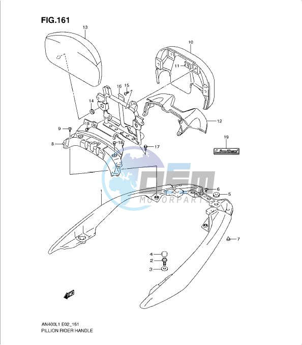 PILLION RIDER HANDLE (AN400ZAL1 E19)