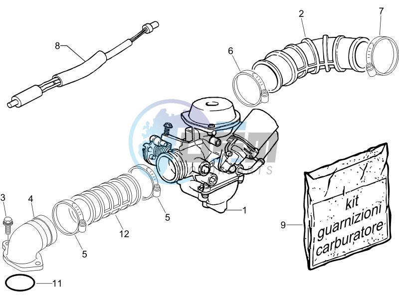 Carburettor assembly - Union pipe