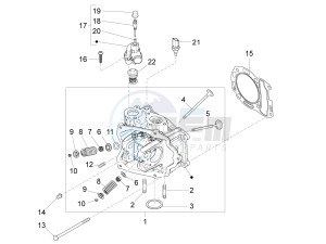 Beverly 125 RST 4T 4V ie E3 drawing Head unit - Valve