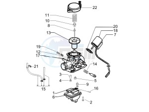 Liberty 50 4T PTT 2007-2012 (D) is drawing Carburetor's components