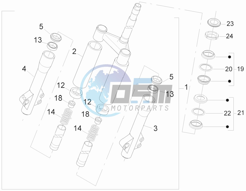 Fork steering tube - Steering bearing unit