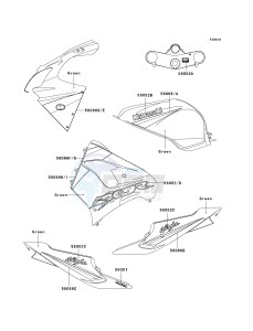 ZX 900 F [NINJA ZX-9R] (F1-F2) [NINJA ZX-9R] drawing DECALS-- GREEN- --- ZX900-F2- -