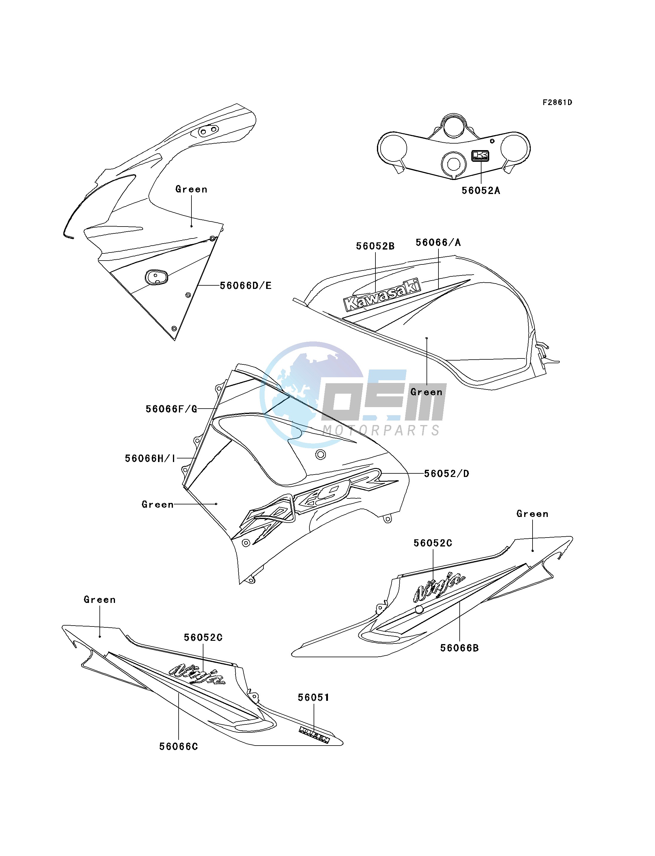 DECALS-- GREEN- --- ZX900-F2- -