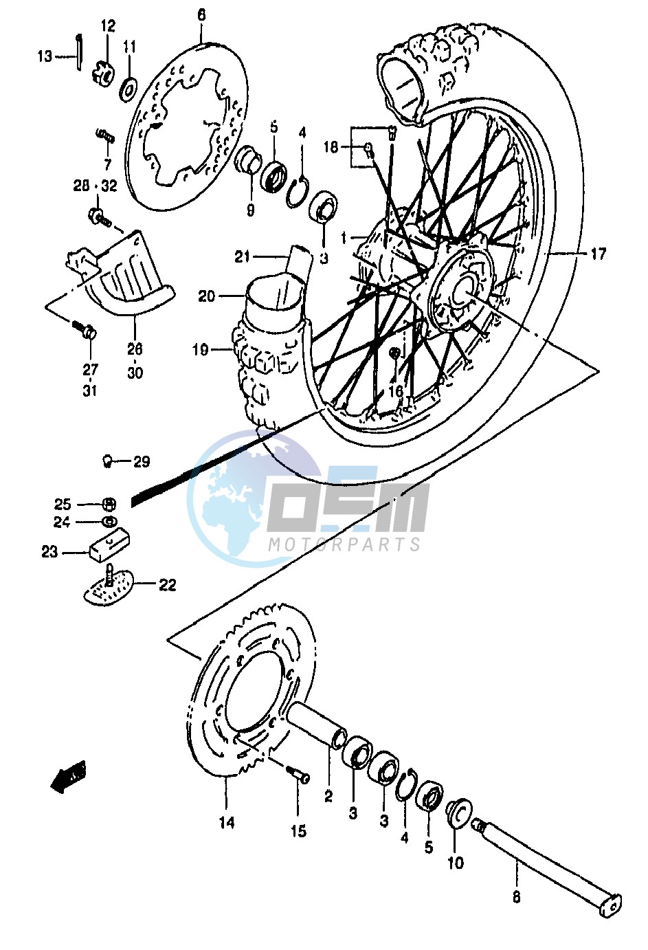 REAR WHEEL (MODEL T V W X)