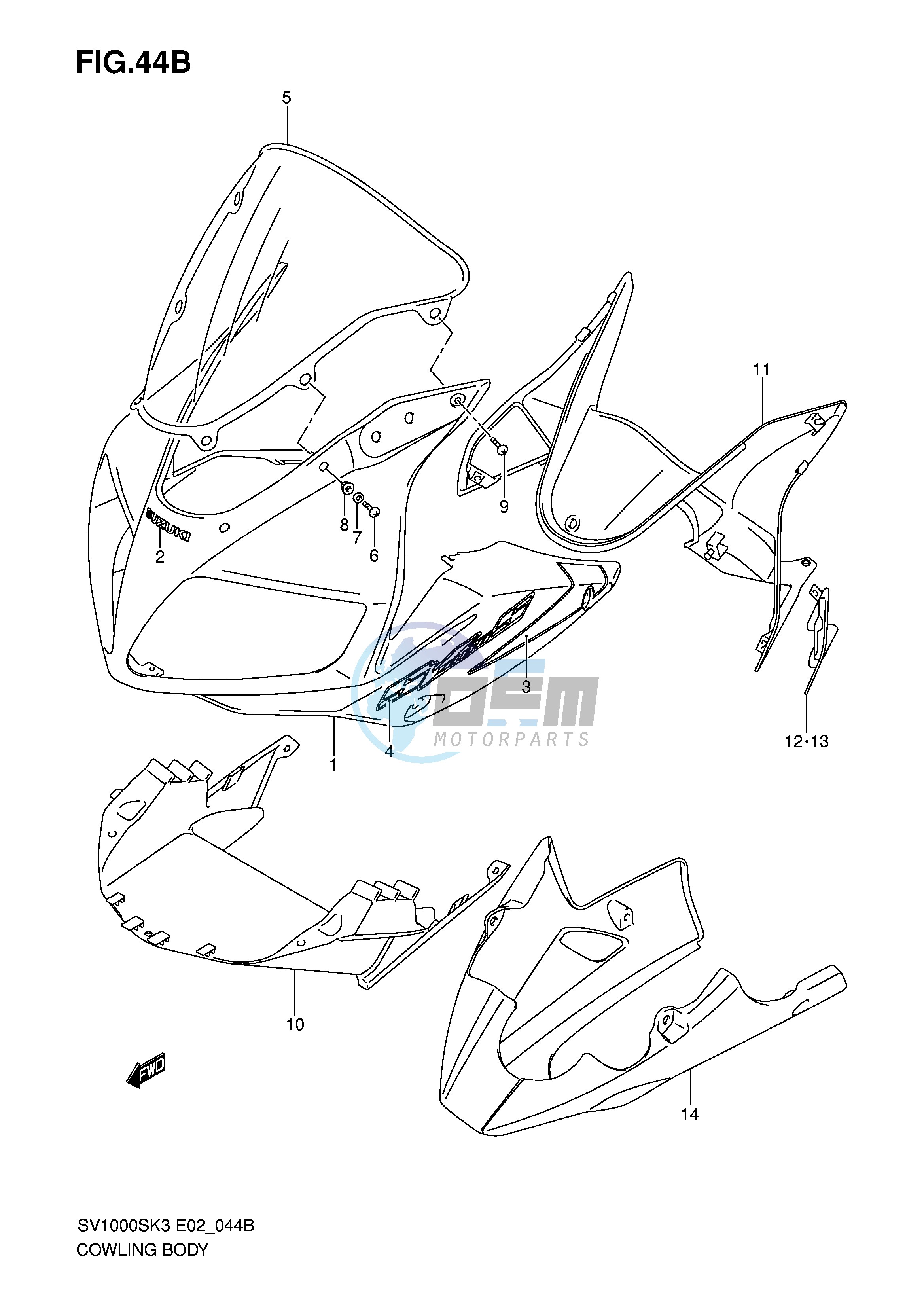 COWLING BODY (SV1000SZ S1Z S2Z K5)