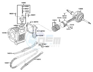 VITALITY 50 drawing Cylinder  - Piston  - Crankshaft