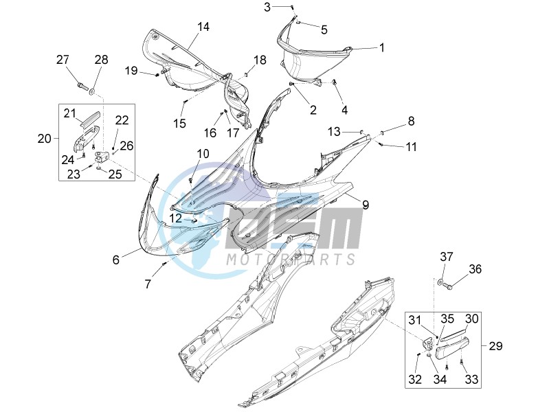 Central cover - Footrests