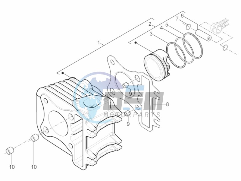 Cylinder-piston-wrist pin unit