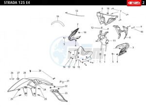 STRADA-125-EURO-4-WHITE drawing FRONT PLASTICS - COVERS