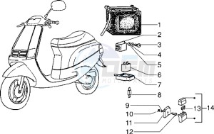 Zip 50 RST drawing Battery - Relais - Unit turn signal lamps