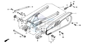 NSR50F drawing SWINGARM/CHAIN CASE