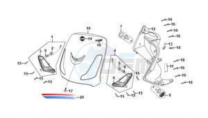 FIDDLE II 50 25KMH (L8) NL EURO4 drawing FRONT COWL / INNER LEG SHIELD /  INDICATOR LIGHTS