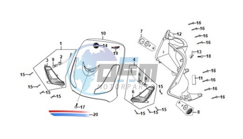 FRONT COWL / INNER LEG SHIELD /  INDICATOR LIGHTS