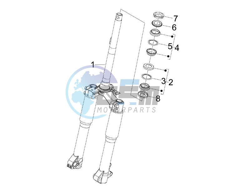 Fork/steering tube - Steering bearing unit