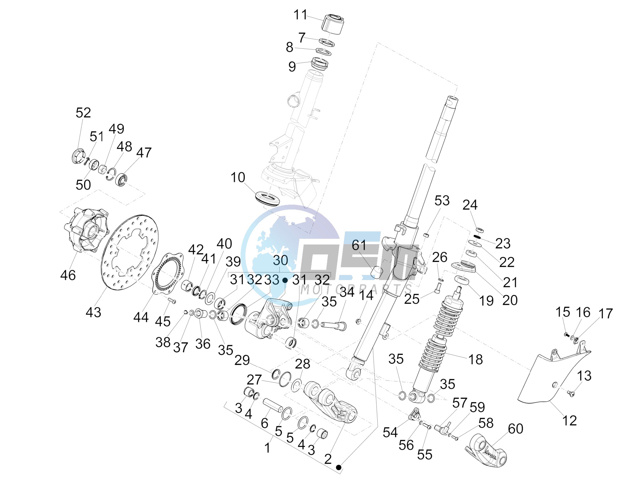 Fork/steering tube - Steering bearing unit