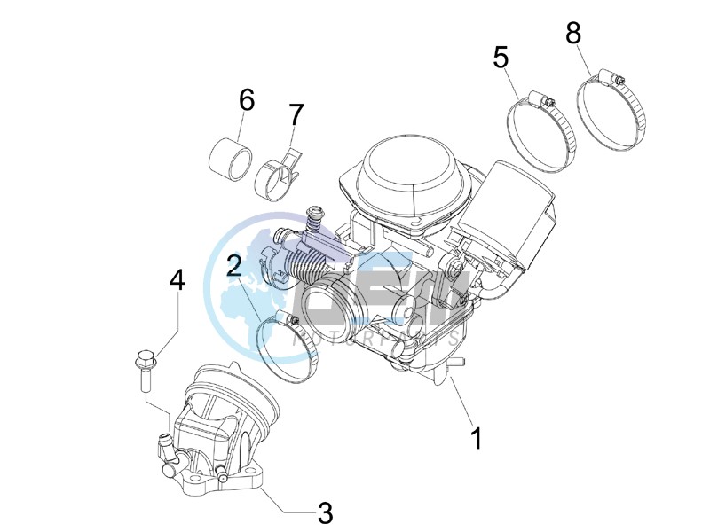 Carburettor assembly - Union pipe