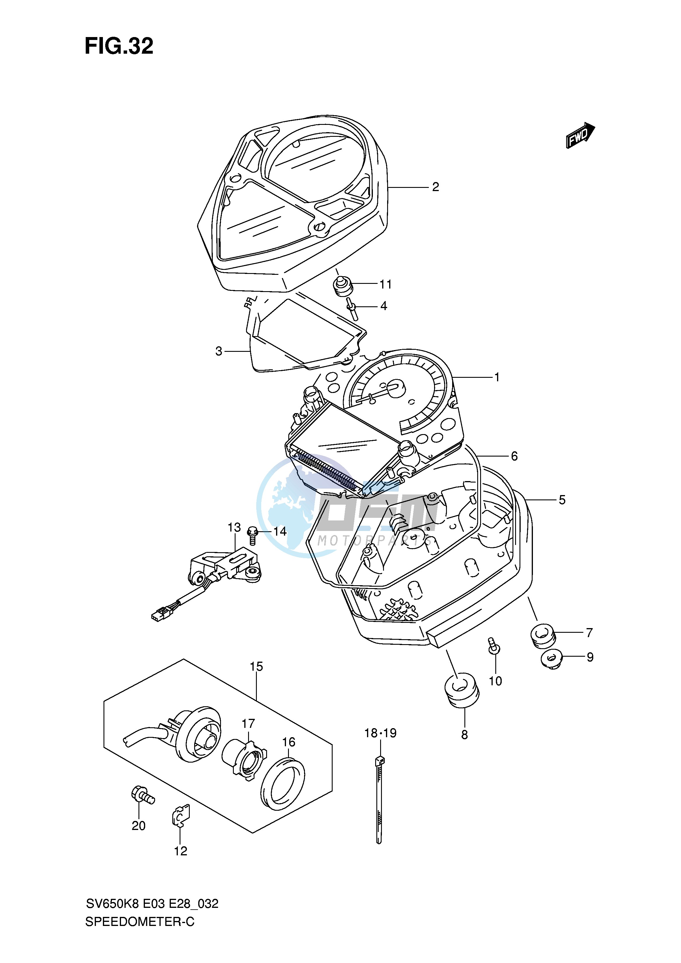 SPEEDOMETER (SV650SK8 SK9 SL0)