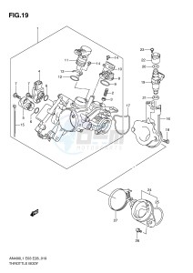 AN400 (E03) Burgman drawing THROTTLE BODY (AN400ZAL1 E28)