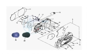 GTS 300 EFI drawing CRANKCASE COVER LEFT