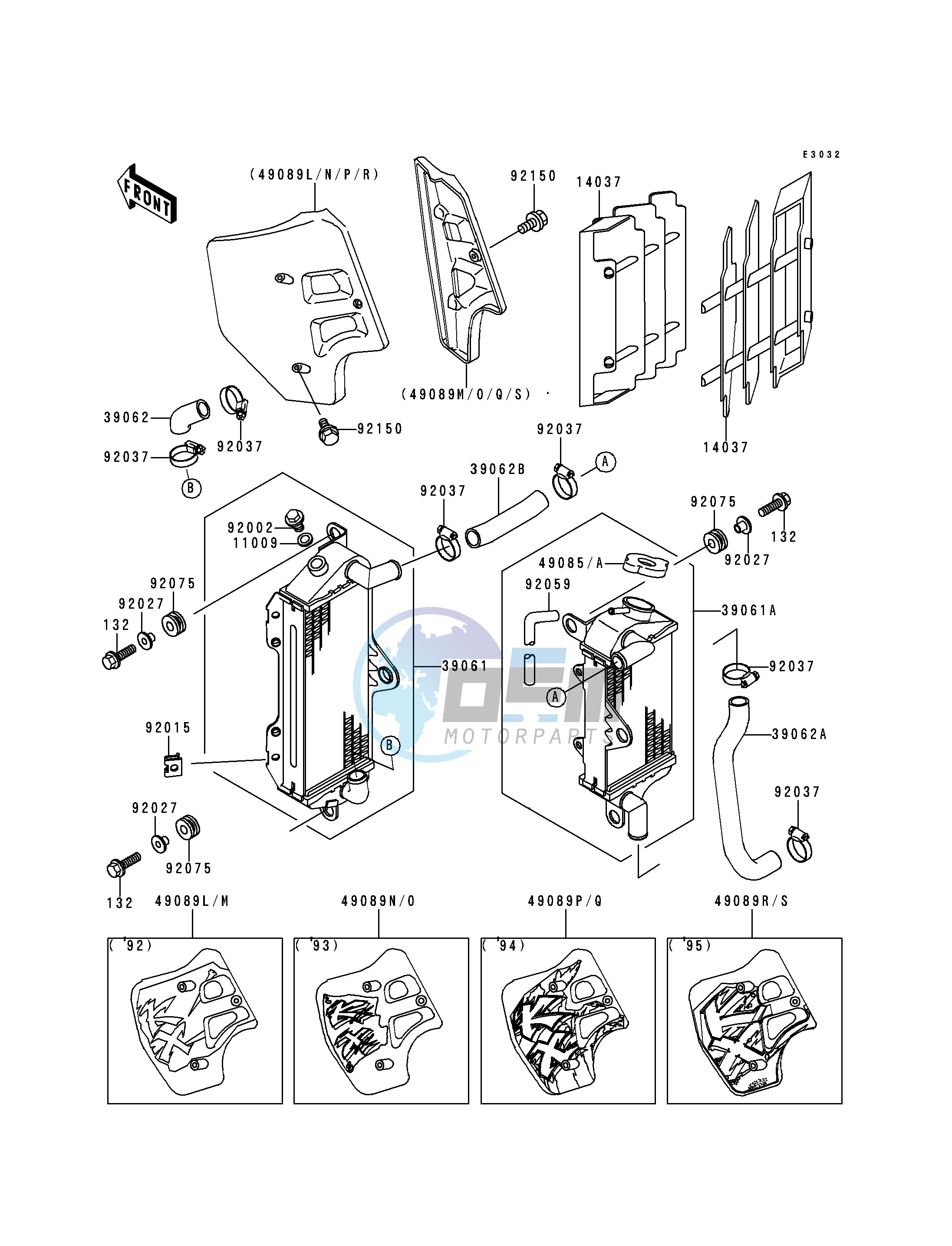 RADIATOR-- KX500-E4_E5_E6_E7- -