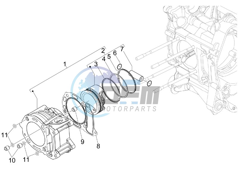 Cylinder-piston-wrist pin unit