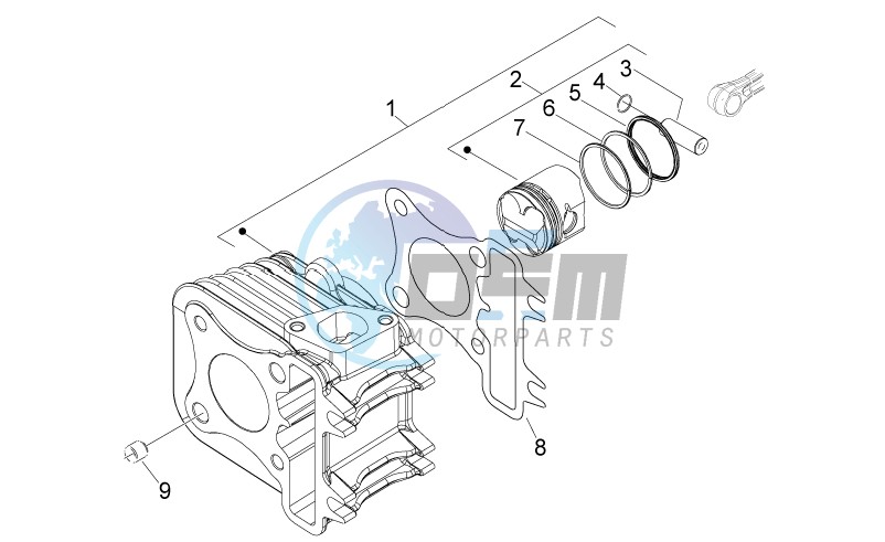 Cylinder-piston-wrist pin unit