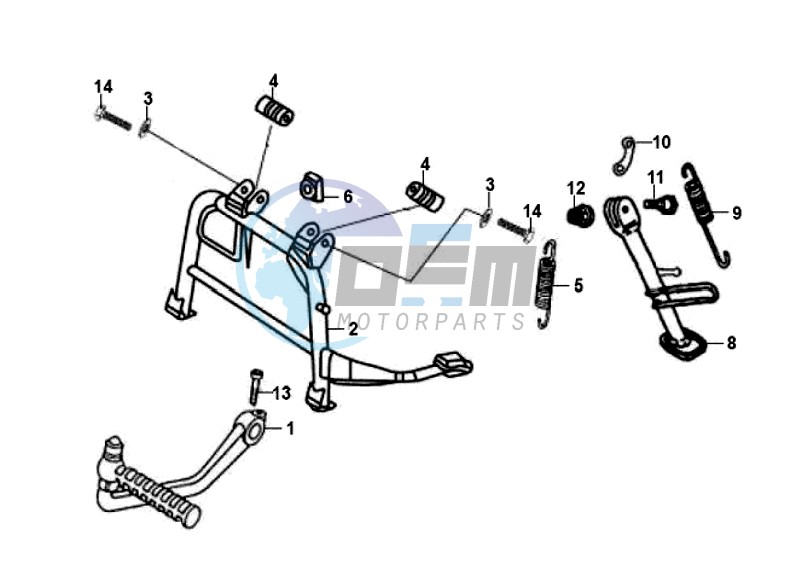 CENTRAL STAND - SIDE STAND - KICKSTARTER PEDAL