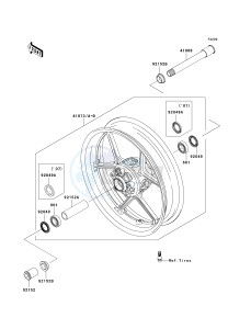 ZX 600 P [NINJA ZX-6R] (7F-8FA) P8FA drawing FRONT WHEEL