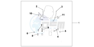 PES125R drawing WINDSHIELD EXCL KNUCKLE GUARDS