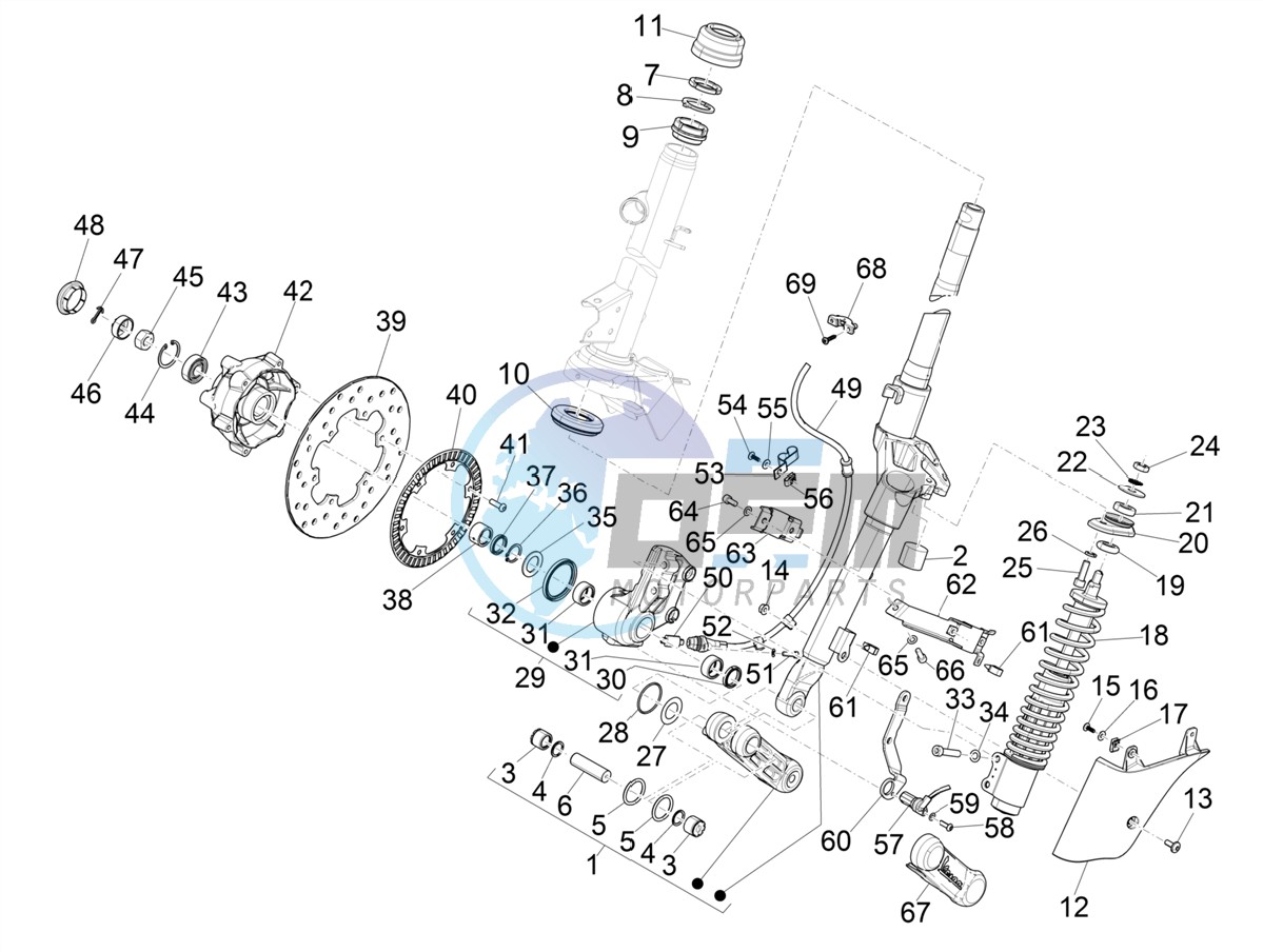 Fork/steering tube - Steering bearing unit