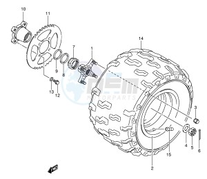 LT-Z400 (E3-E28) drawing LEFT REAR WHEEL (MODEL K5 K6 K7)