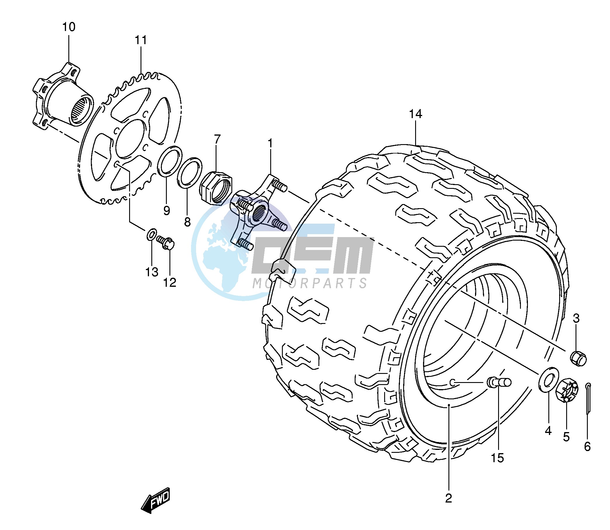 LEFT REAR WHEEL (MODEL K5 K6 K7)