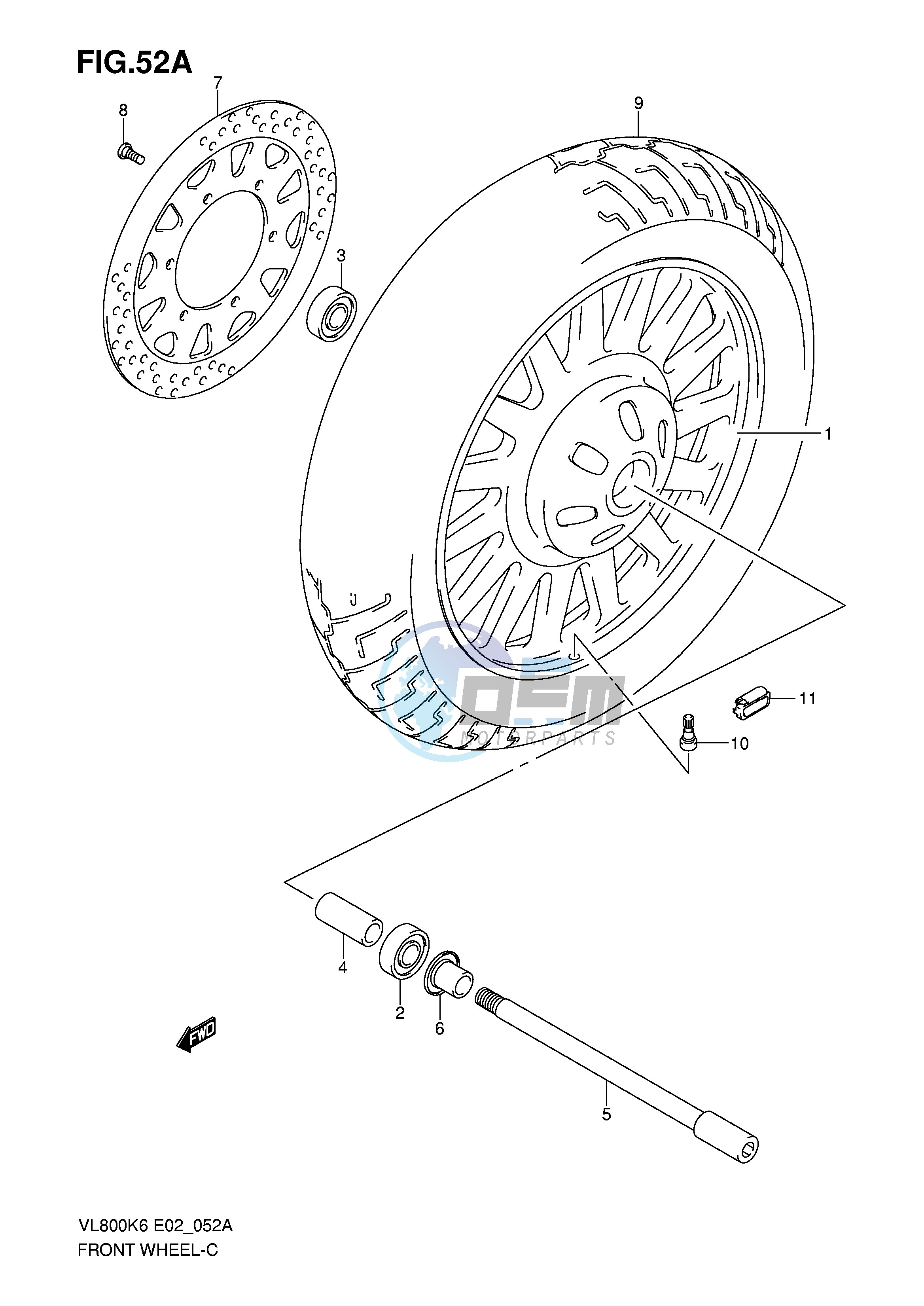 FRONT WHEEL (VL800CK8 CUEK8 CK9 CUEK9 CL0 CUEL0)