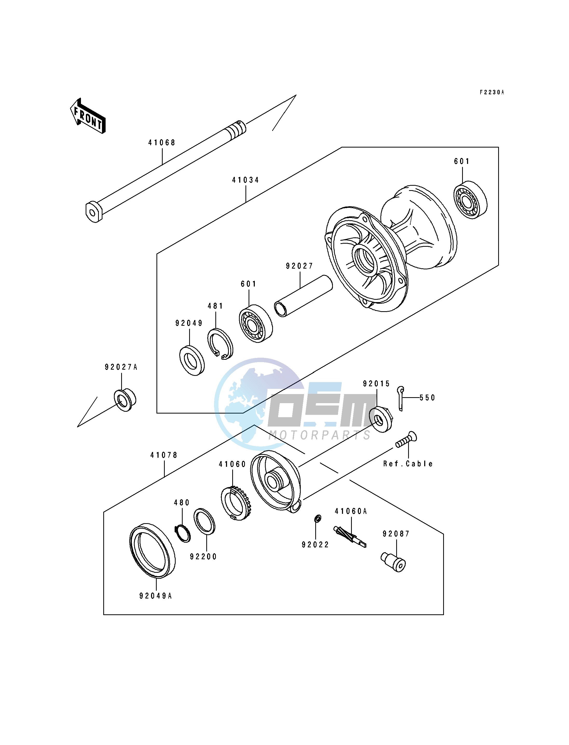 FRONT HUB@-- KDX250-D2_D3_D4- -