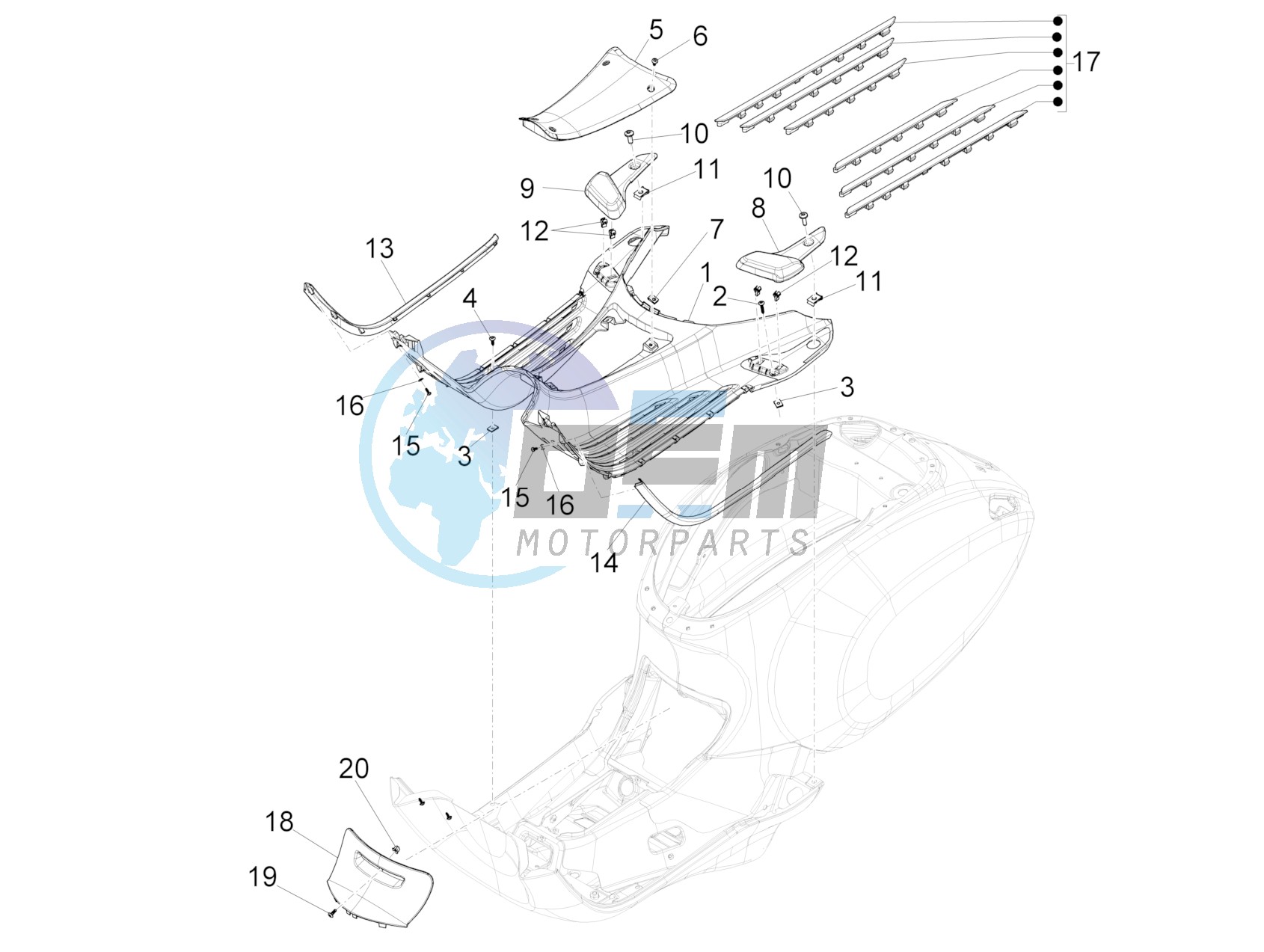 Central cover - Footrests