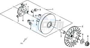 GTS 250 EURO3 drawing CLUTCH / V BELT