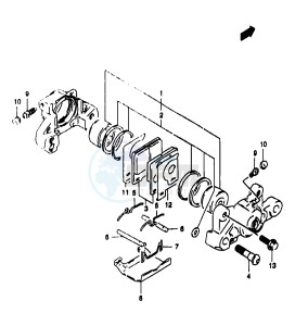 GSF1200A (E18) drawing REAR CALIPER (GSF1200T V W X Y ST SV SW SX SY)