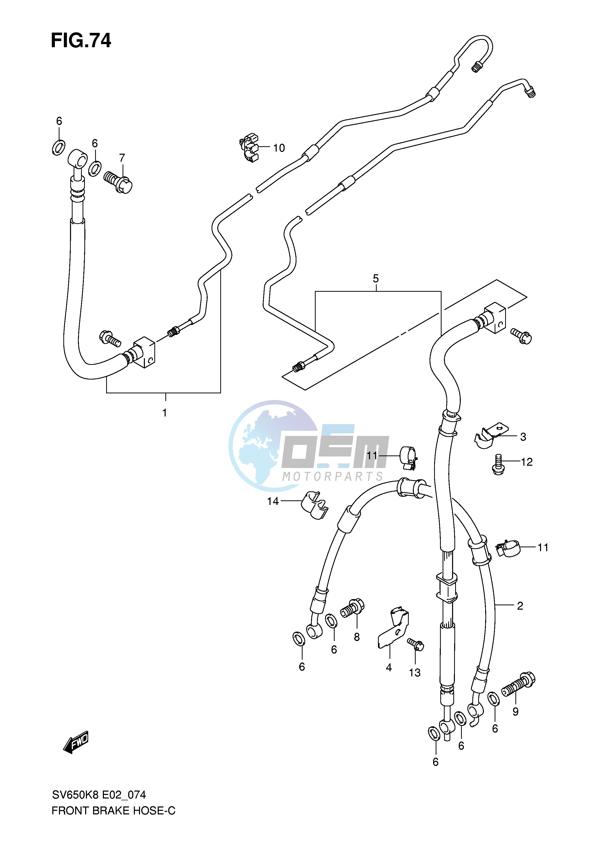 FRONT BRAKE HOSE (SEE NOTE)