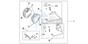 VFR800A9 UK - (E / ABS MME) drawing 35 L PANNIER KIT GLORY RED