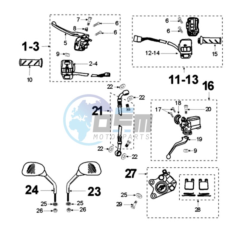 BRAKE SYSTEM BRAKE CALIPER *AJP* BRAKE LEVER DOMINO