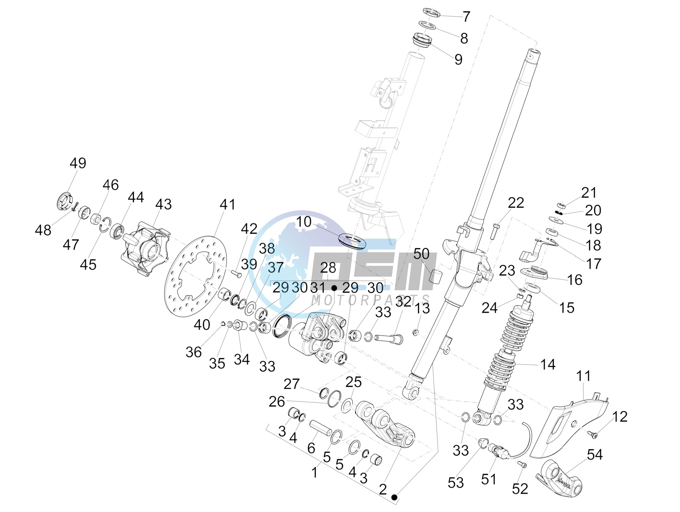 Fork/steering tube - Steering bearing unit